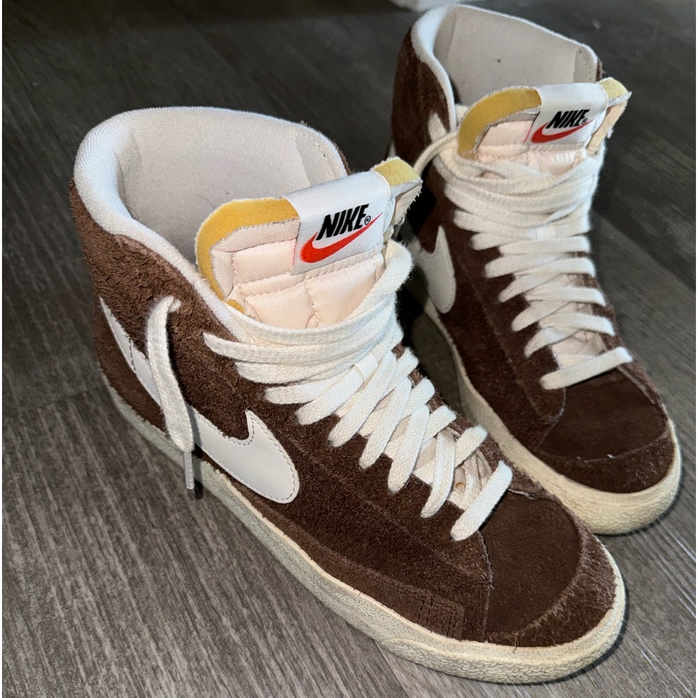 Brown & White Nike Blazers